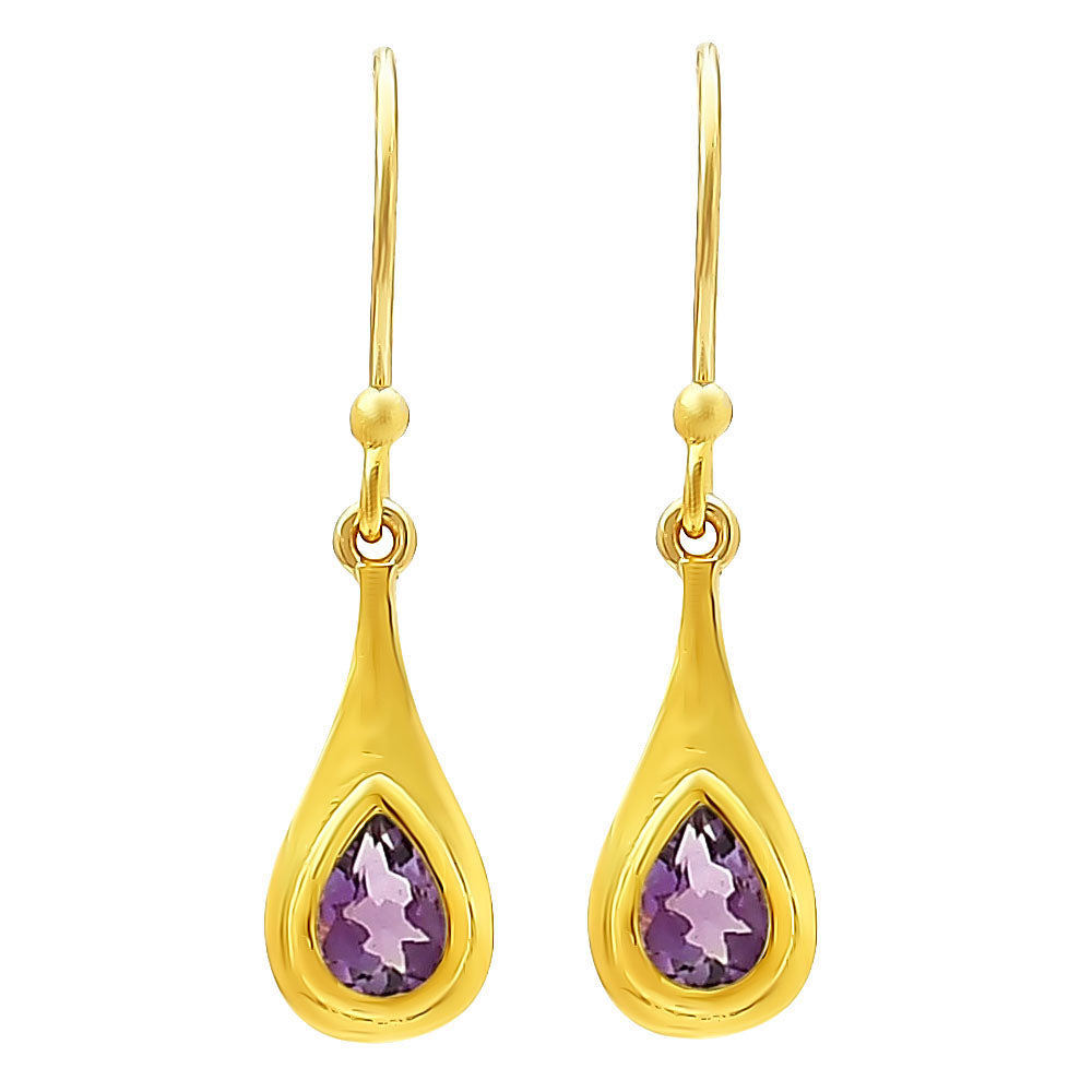 Elegant Handcrafted Teardrop Gemstone Earrings 18K Gold Plated TGE1022 EM-1278-5