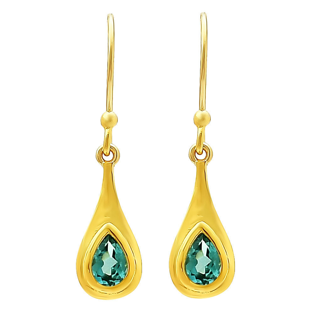 Elegant Handcrafted Teardrop Gemstone Earrings 18K Gold Plated TGE1022 EM-1278-7