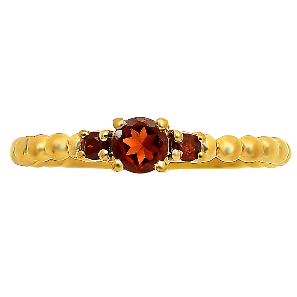 18K Gold Plated Colorful Three Stone Ring – Minimal Beaded Style TGR1041 RM-1047