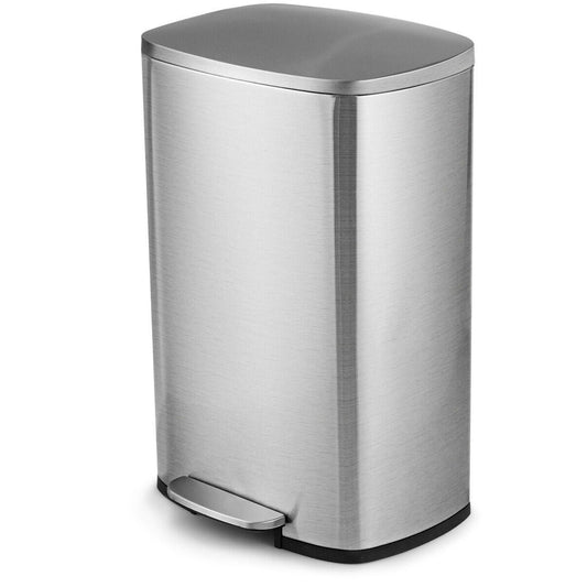 13-Gallon Modern Stainless Steel Kitchen Trash Can with Foot Step Pedal Design-0