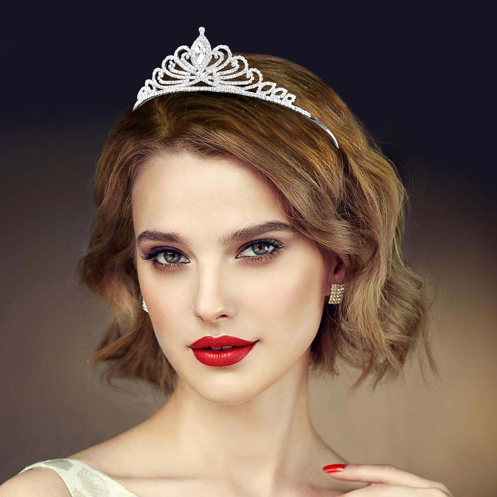 Elegant Rhinestone Pave Crystal Pageant Princess Tiara