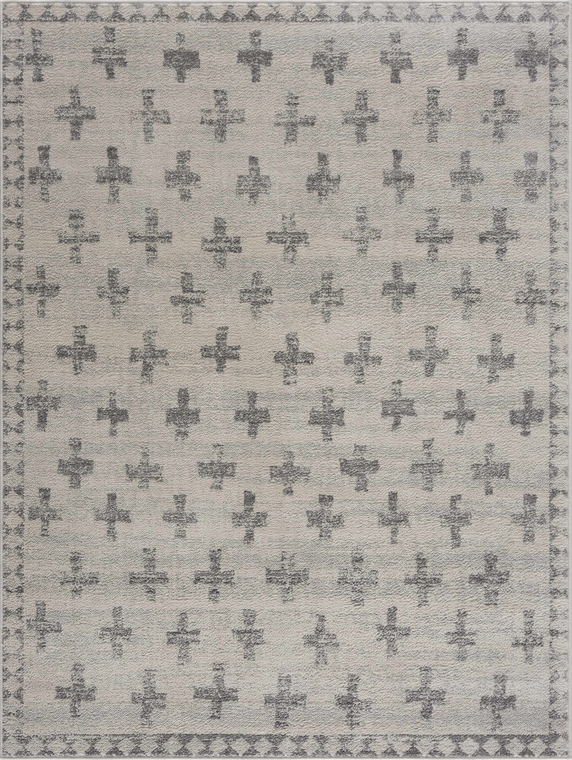 Tigris Swiss Cross Ivory&Gray Area Rug-0
