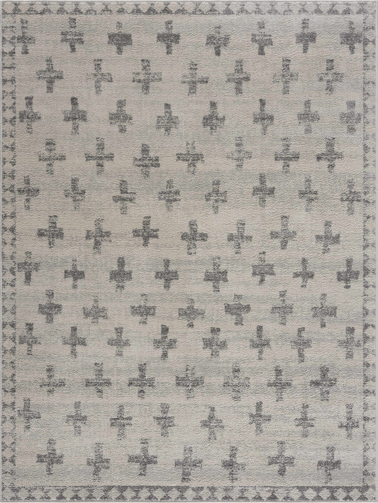 Tigris Swiss Cross Ivory&Gray Area Rug-0