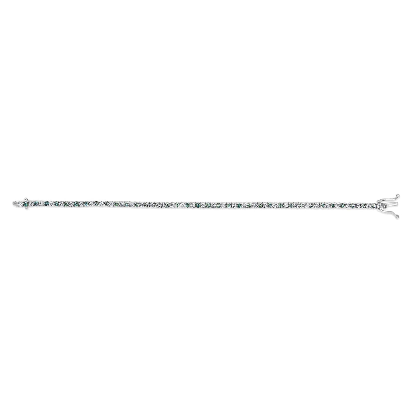 14K White Gold 4.0 Cttw Alternating White and Blue Lab Grown Diamond Tennis Bracelet - 7" inches-3