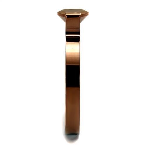 TK2593 - IP Coffee light Stainless Steel Ring with AAA Grade CZ  in Light Coffee-3