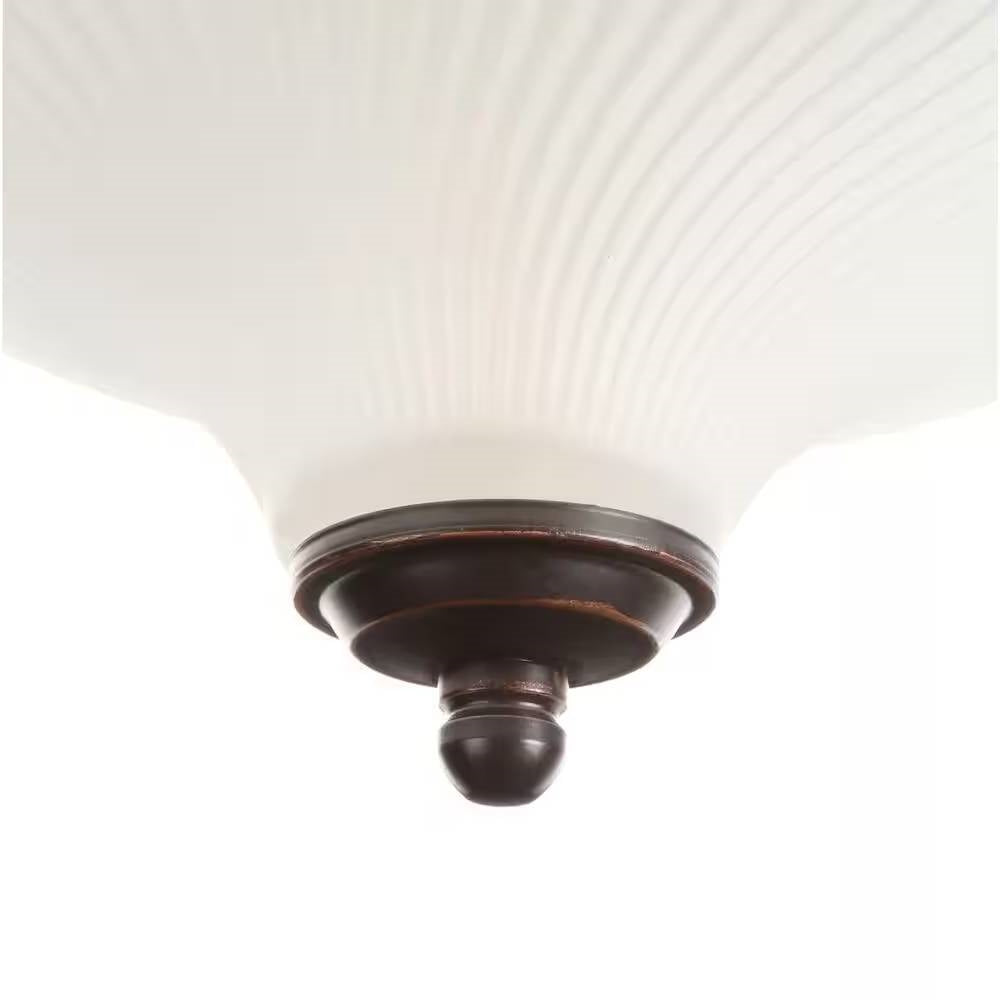Round 11-inch Bronze Finish Ceiling Light with Frosted Glass Shade - Flush Mount-3