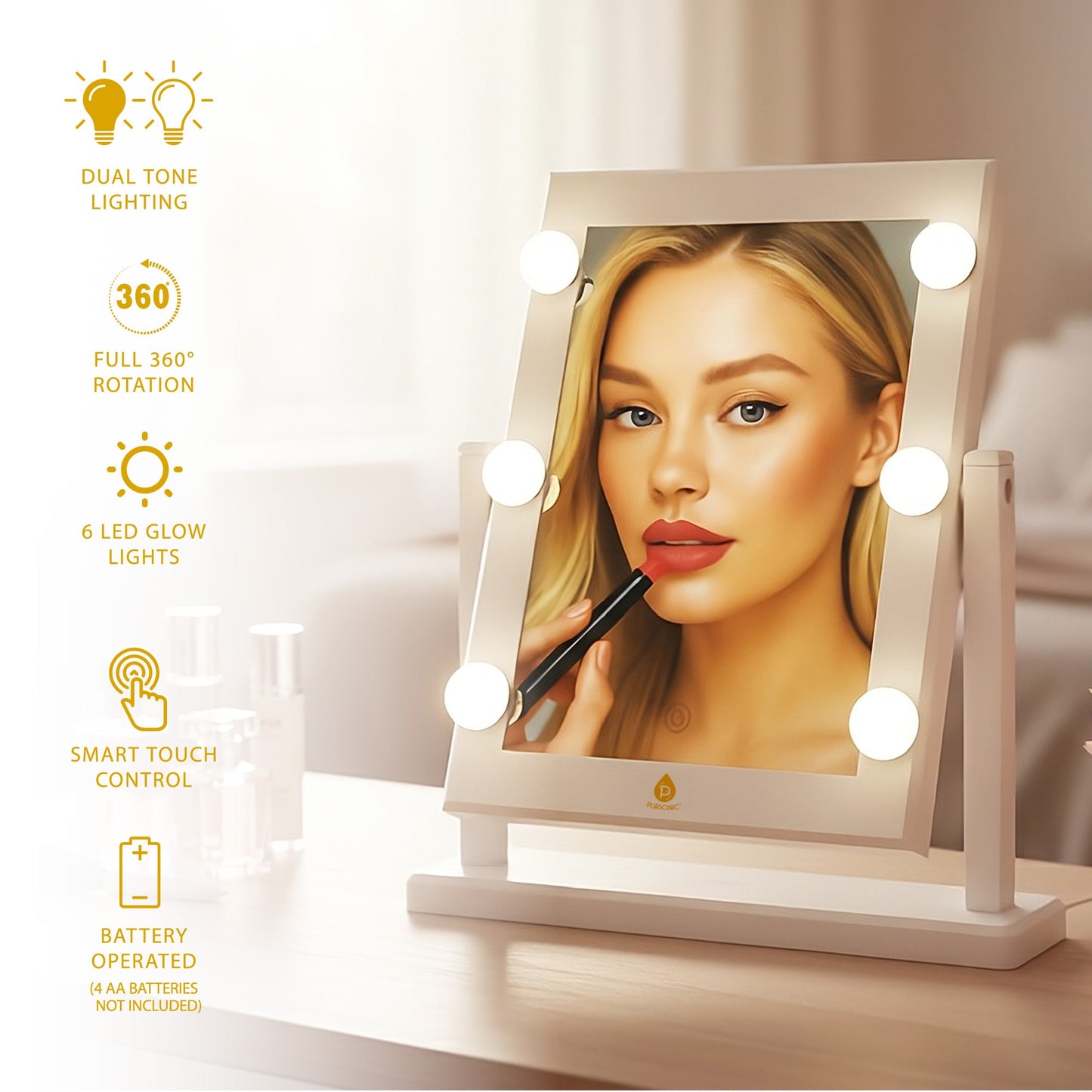 Refined Brilliance Pro 14" LED Mirror & Pursonic LED Vanity Mirror-4