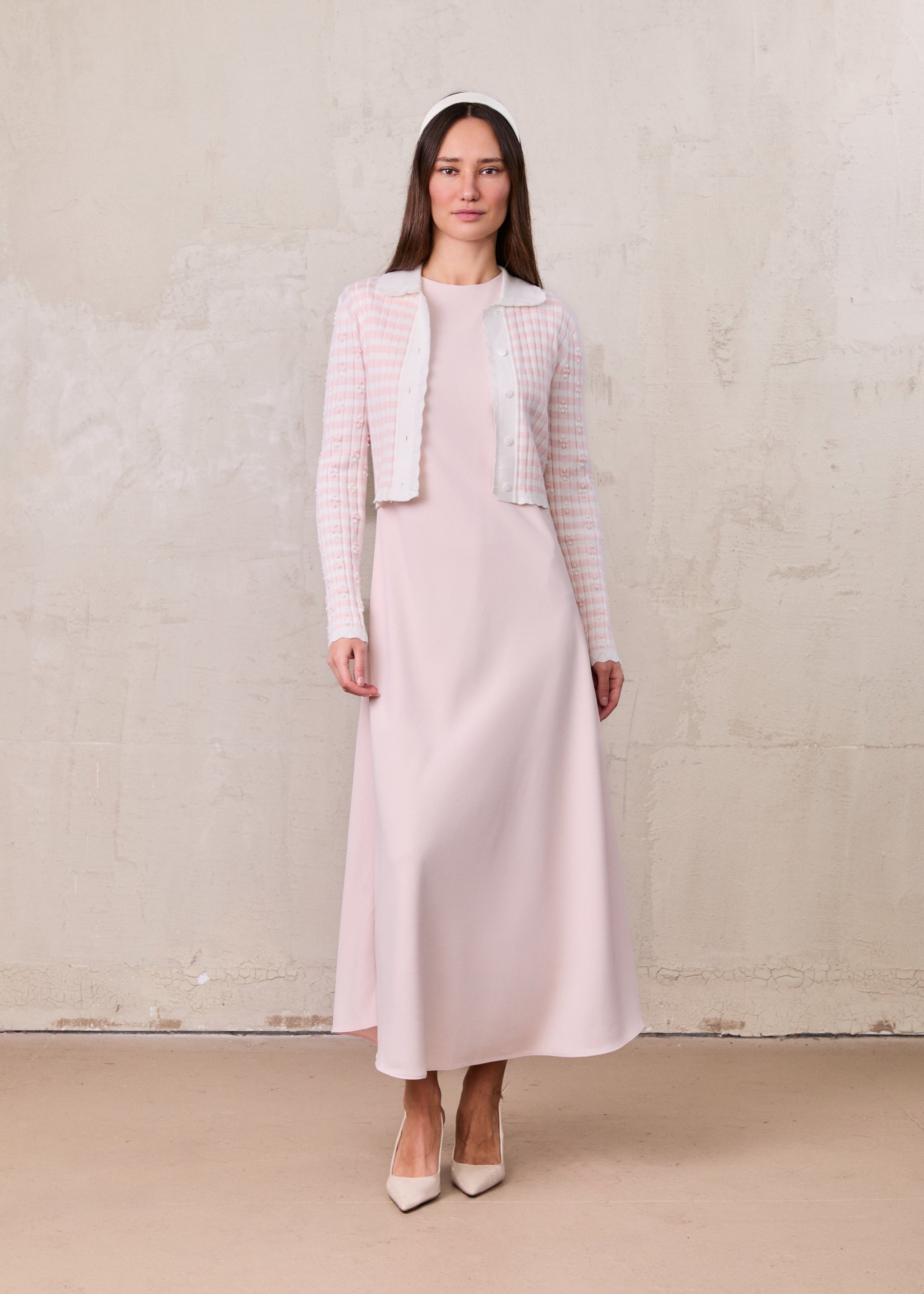 Crepe Slip Dress-Pink-0