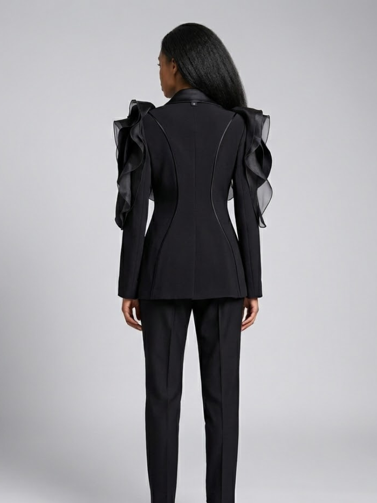 TRIBECA Architectural Ruffle Blazer | Luxury BYMANYC ® New York-1