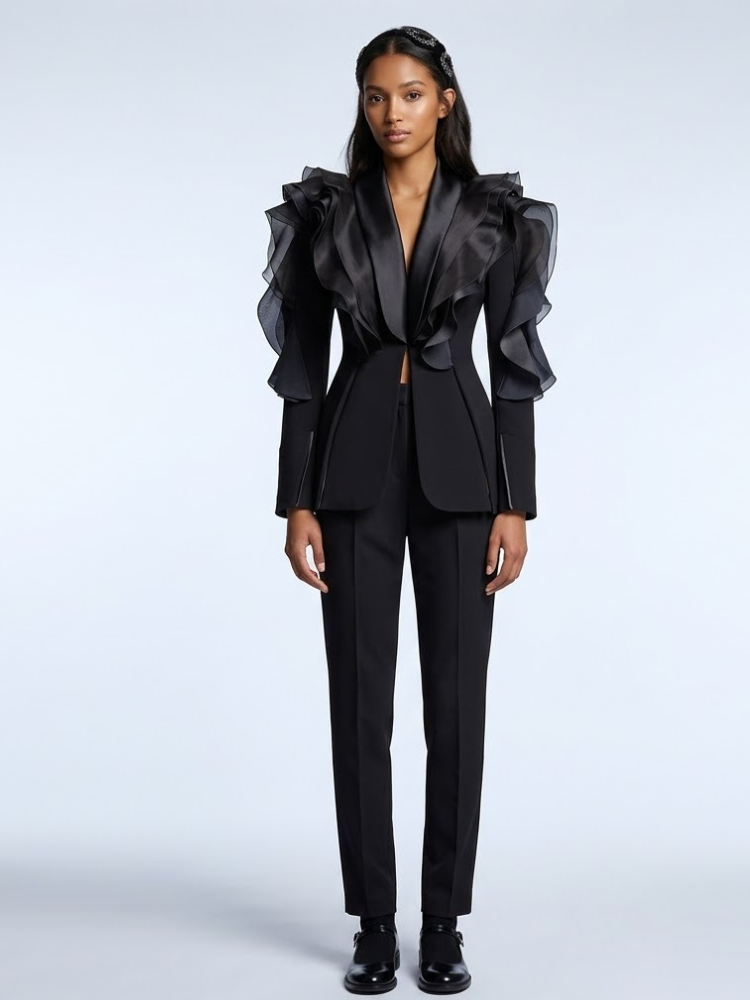 TRIBECA Architectural Ruffle Blazer | Luxury BYMANYC ® New York-0