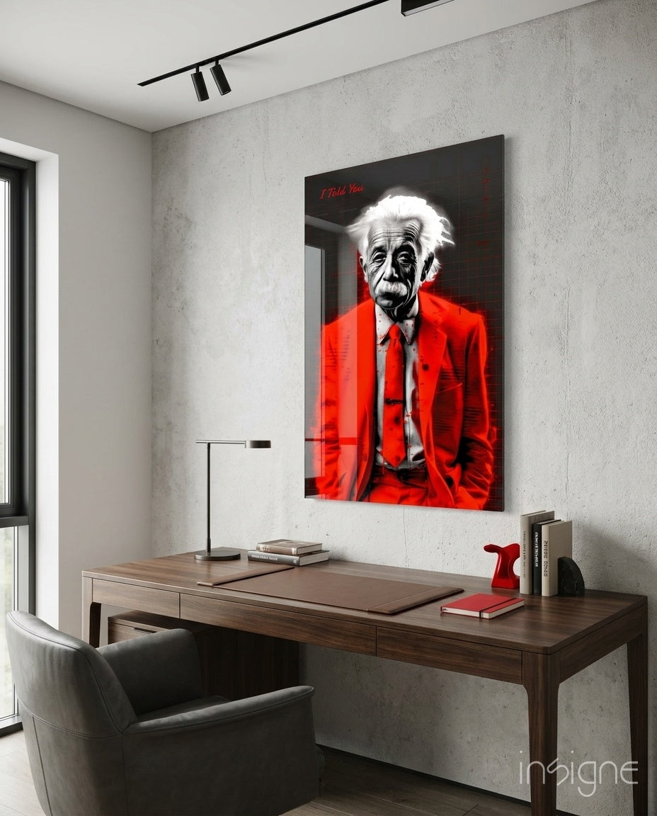 Albert Einstein's Colorful World Glass Wall Art || Designer Collection