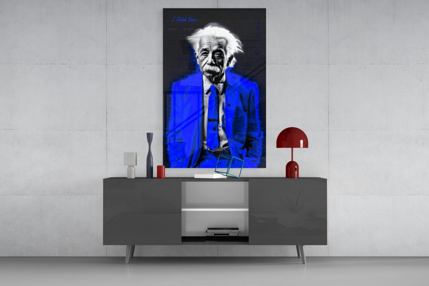 Albert Einstein's Colorful World Glass Wall Art || Designer Collection