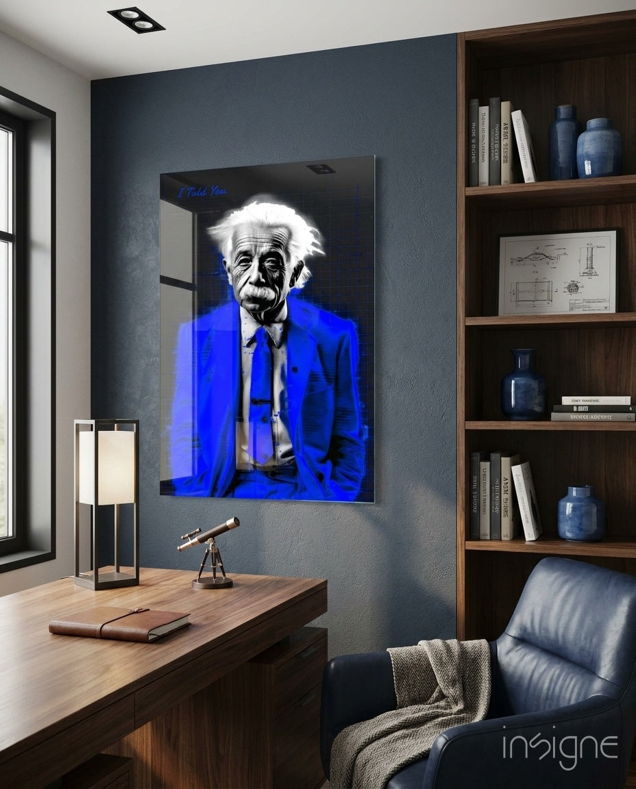 Albert Einstein's Colorful World Glass Wall Art || Designer Collection