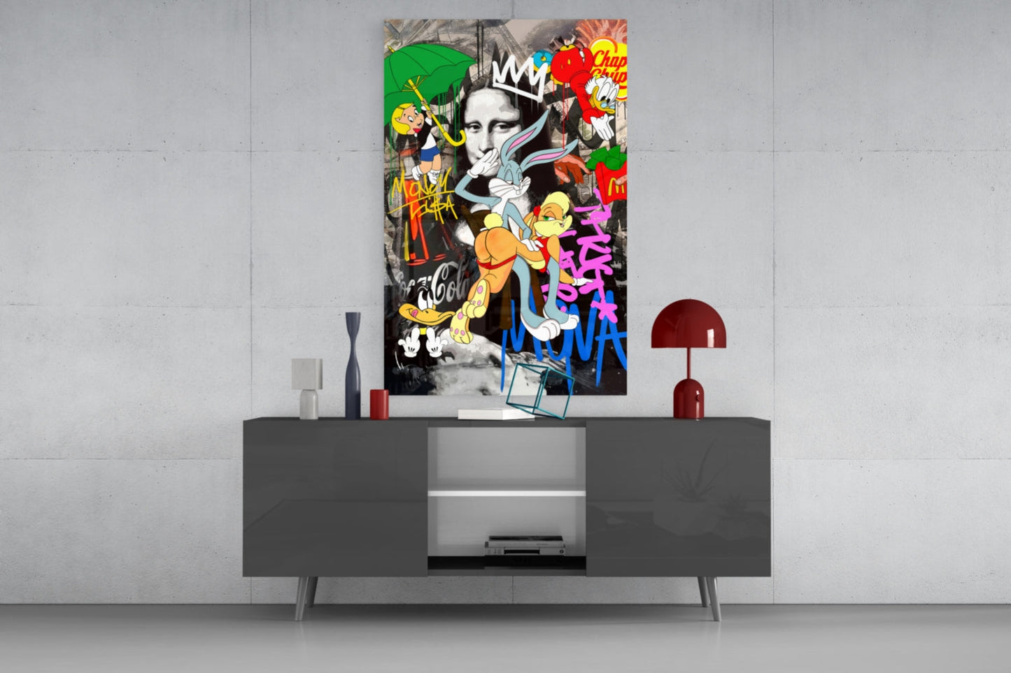 Mona Lisa: Pop Art Mayhem Glass Wall Art || Designer Collection