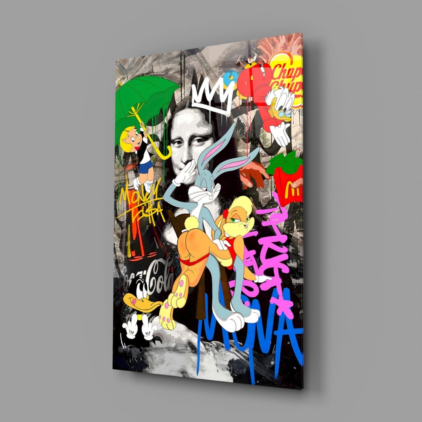 Mona Lisa: Pop Art Mayhem Glass Wall Art || Designer Collection