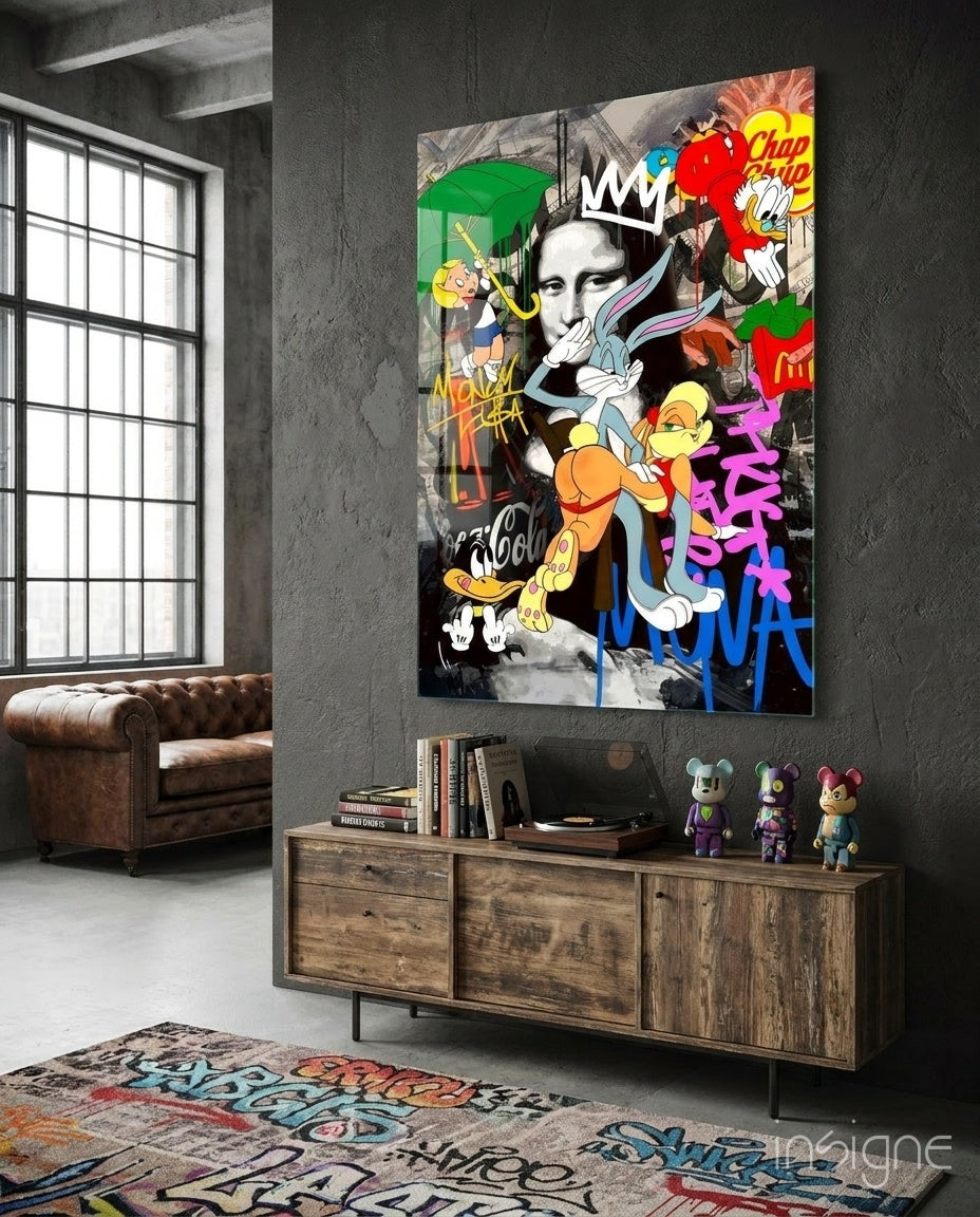 Mona Lisa: Pop Art Mayhem Glass Wall Art || Designer Collection