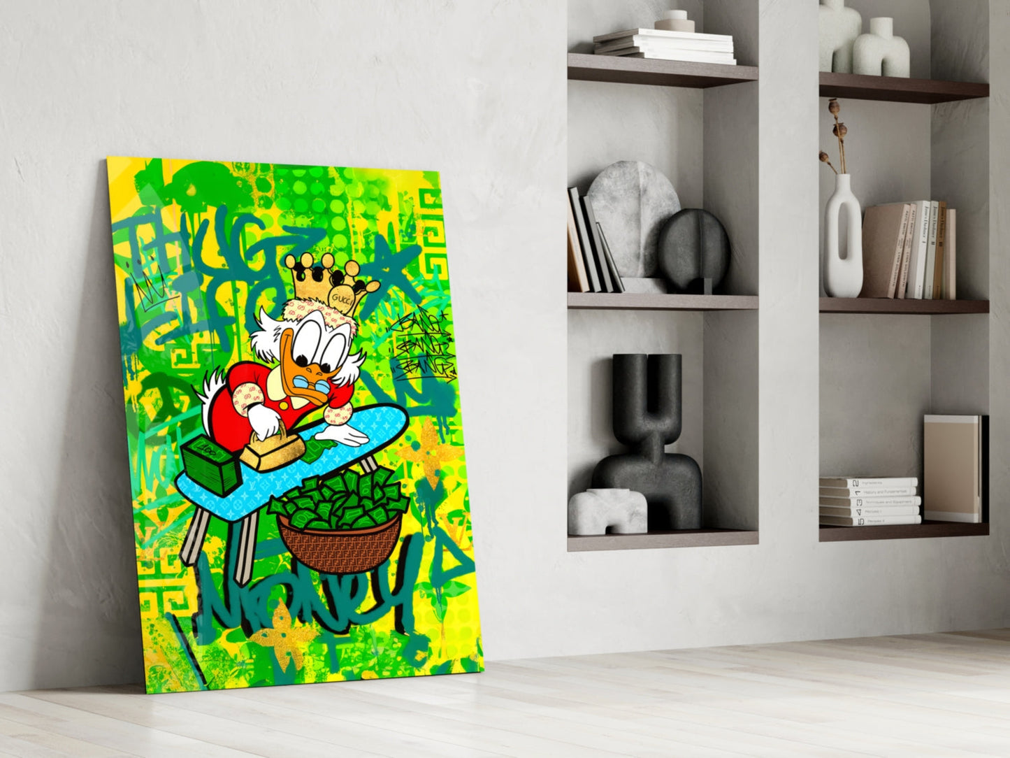 Scrooge McDuck: The Golden Throne Glass Wall Art || Designer Collection