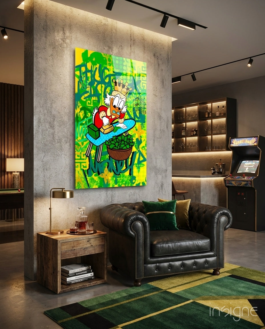 Scrooge McDuck: The Golden Throne Glass Wall Art || Designer Collection