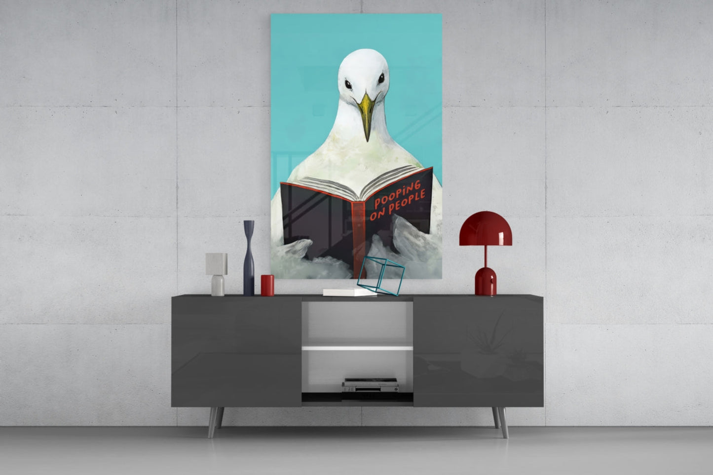 Wise Seagull Glass Wall Art || Designer Collection