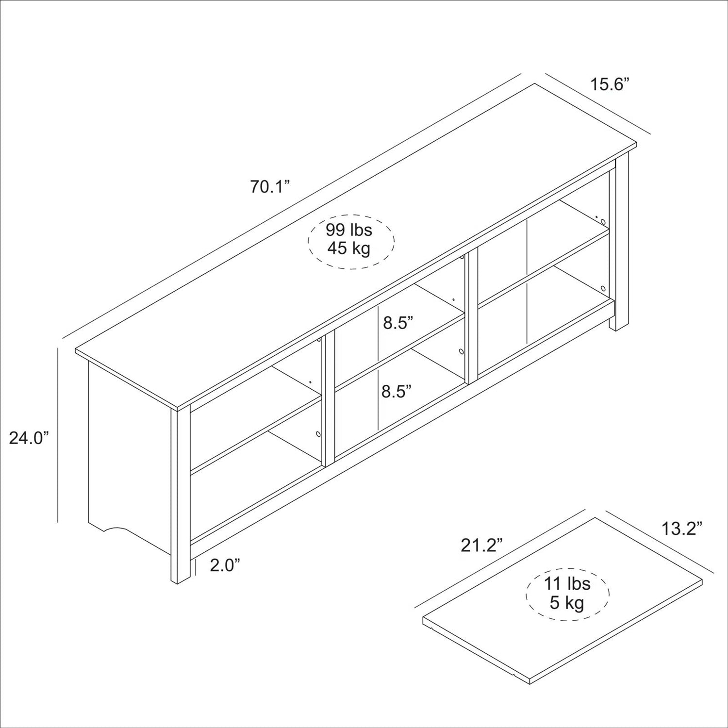 Farmhouse TV Stand in Light Travertine Wood Finish - for TVs up to 70-inch-4