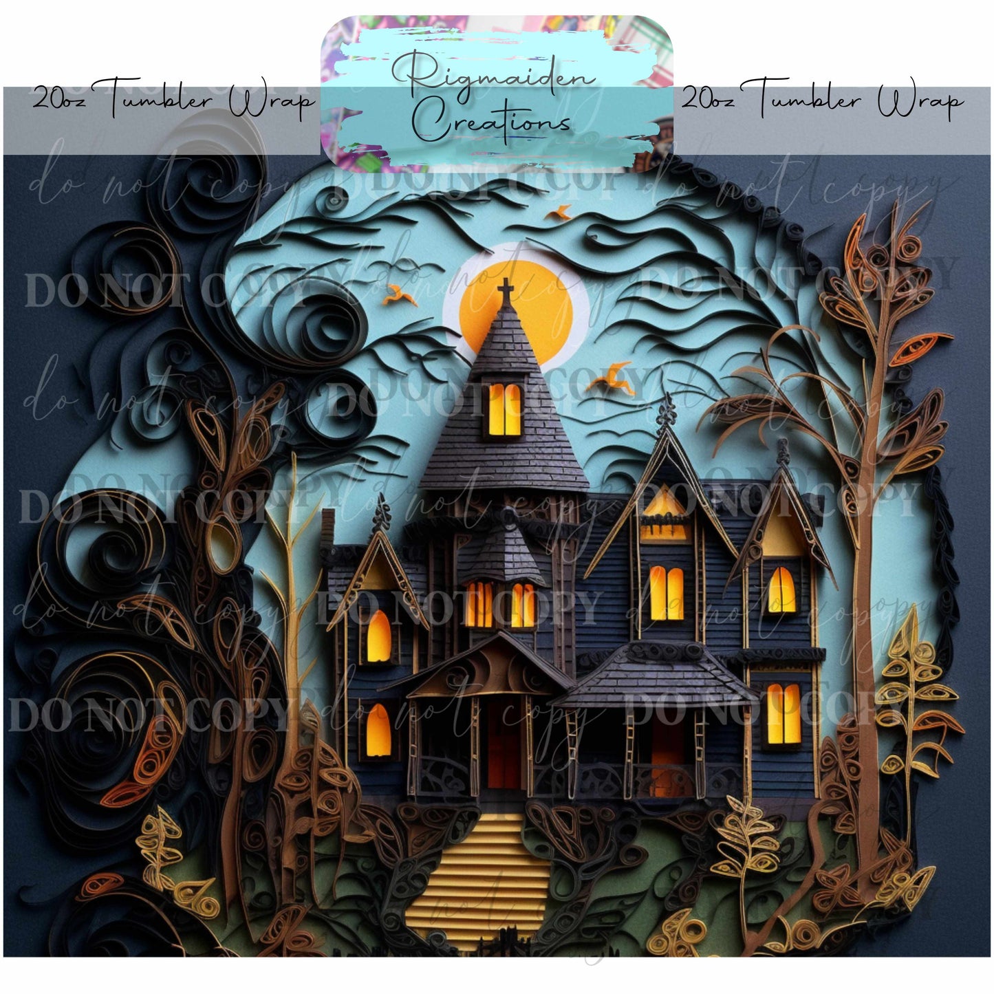 Haunted House Paper Quill - 20oz Tumbler Wrap {Multiple}