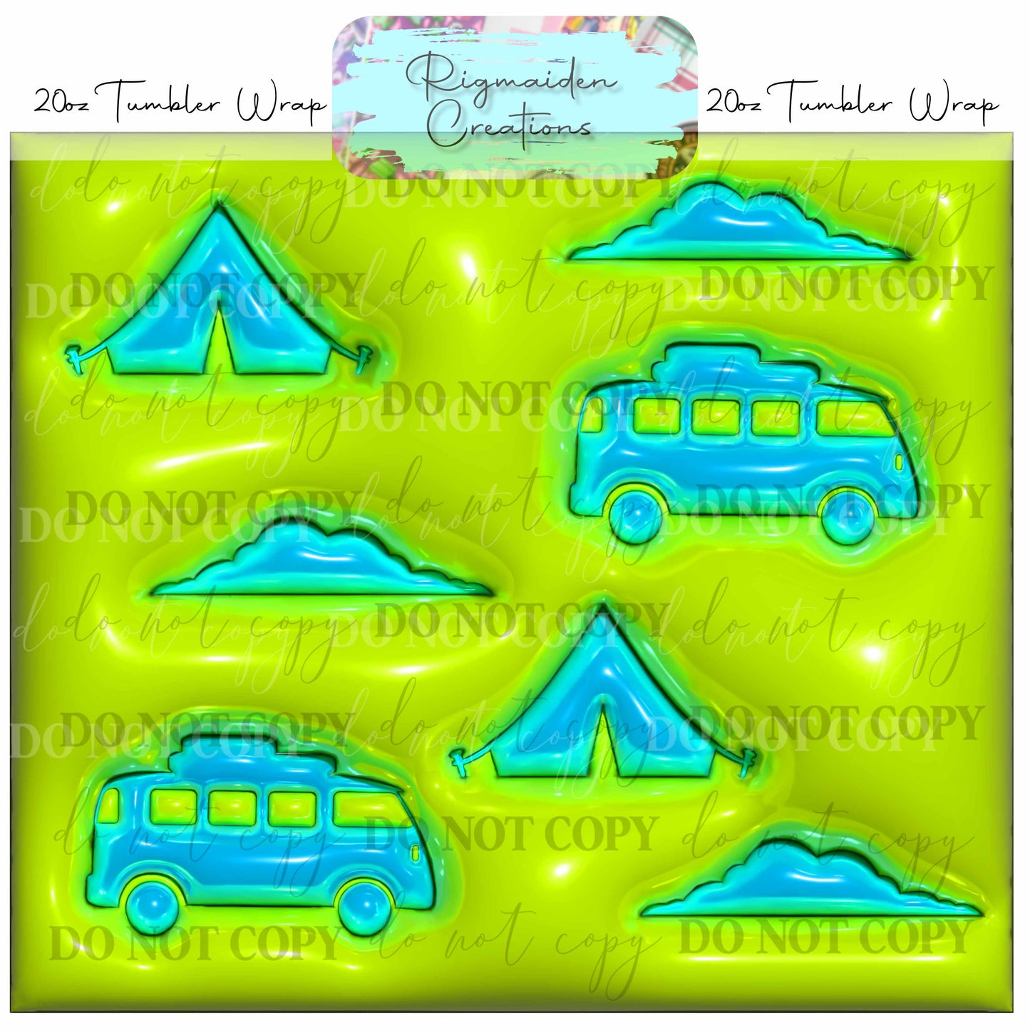 Camping Puffy 3D Effect - 20oz Tumbler Wrap {Multiple}