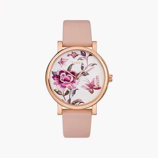 Timex Women's Pink Leather Watch, Pink Dial | Tw2u19300-0