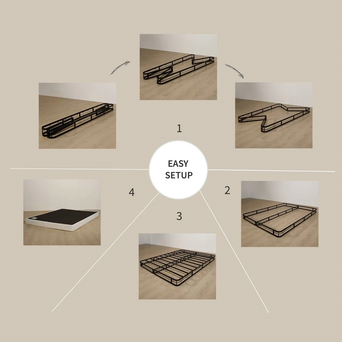 Twin size 8-inch Metal Frame Box-Spring Mattress Foundation with Cover-2