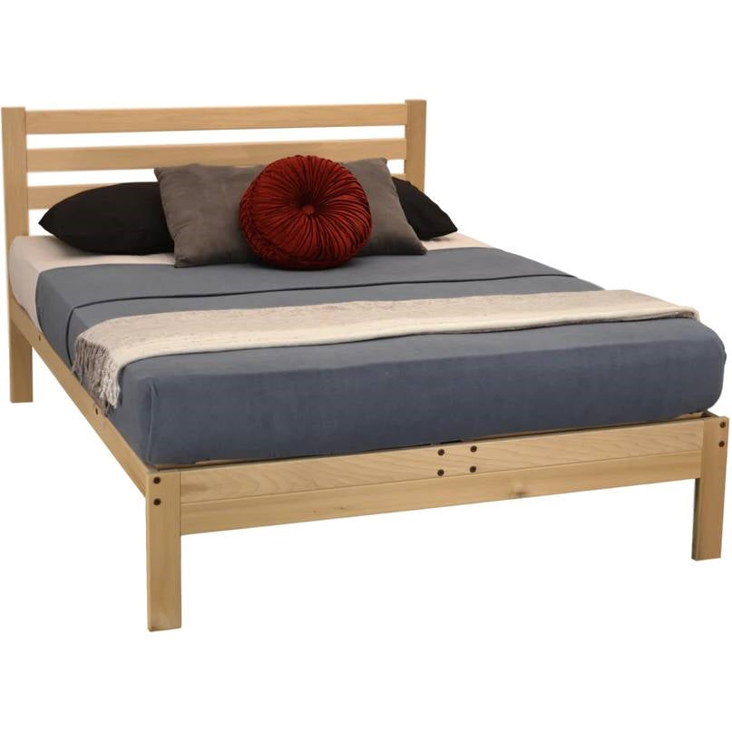 Twin size Solid Wood Platform Bed Frame with Slatted Headboard - Made in USA-0