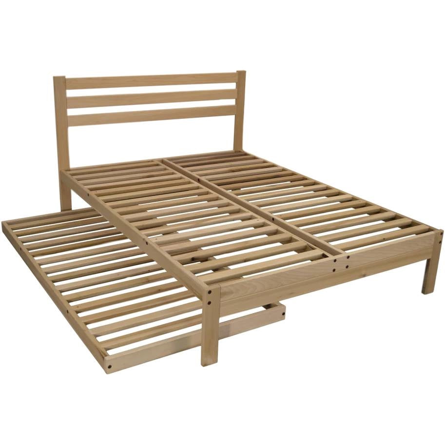Twin size Solid Wood Platform Bed Frame with Slatted Headboard - Made in USA-4