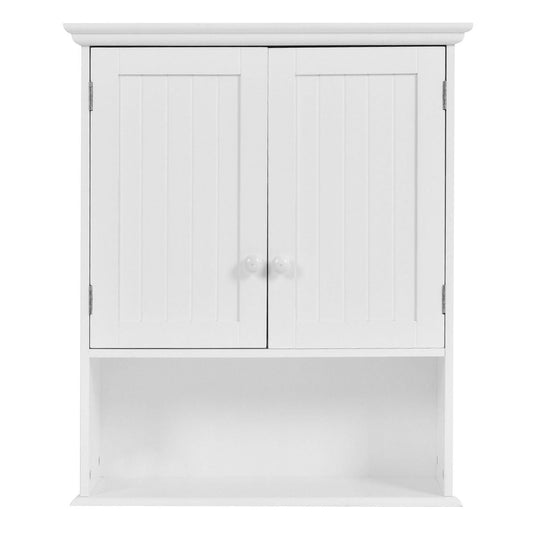 White Wall Mount Bathroom Cabinet with Storage Shelf-0