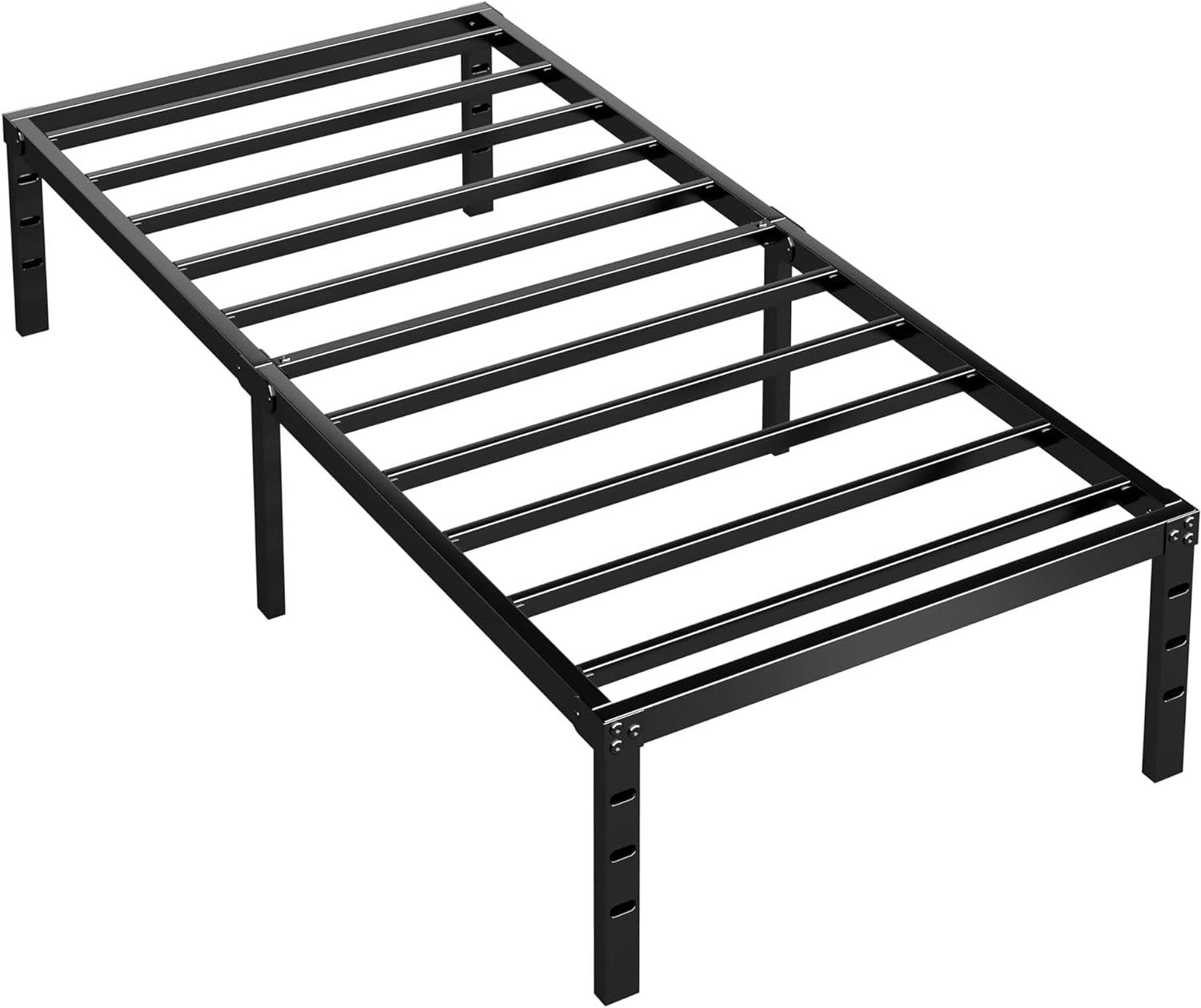 Twin 18-inch Heavy Duty Black Metal Platform Bed Frame-1