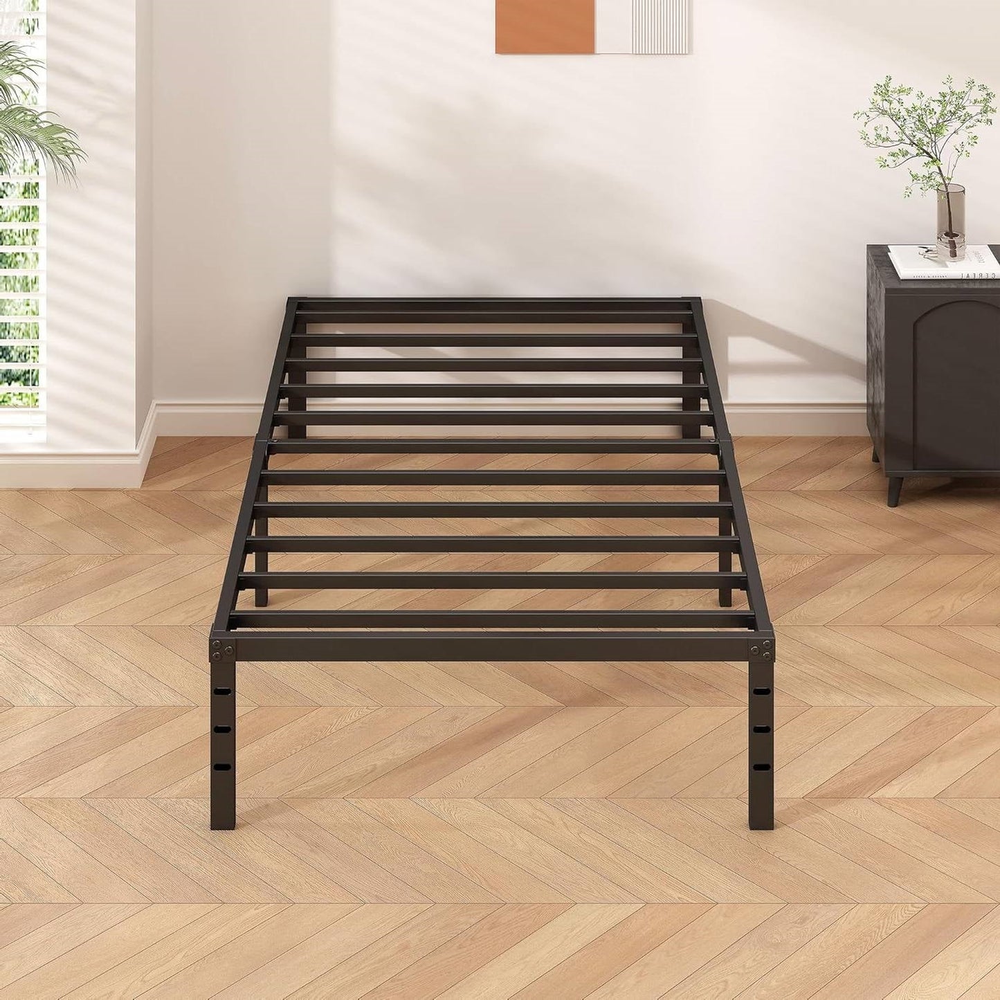 Twin 18-inch Heavy Duty Black Metal Platform Bed Frame-2