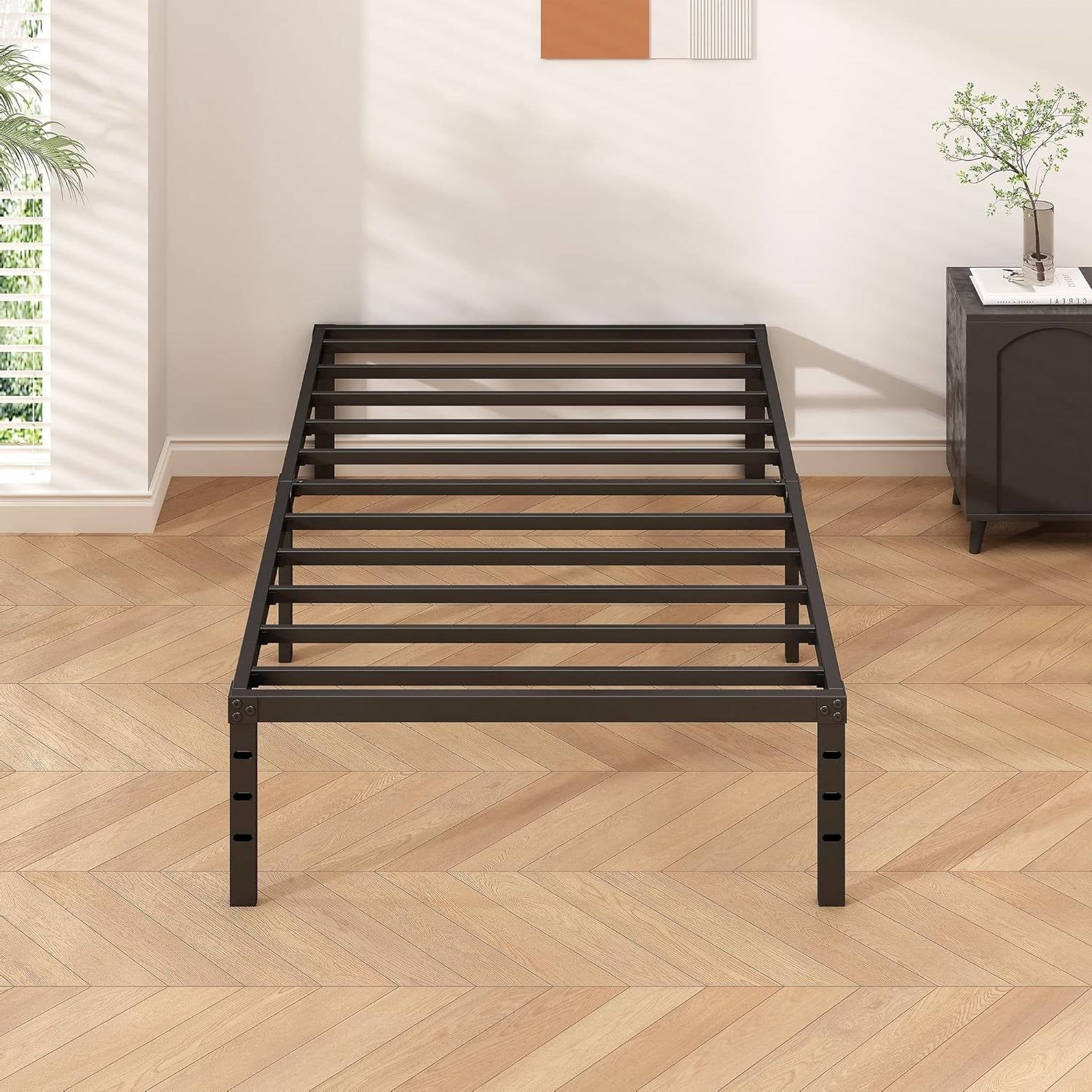 Twin 18-inch Heavy Duty Black Metal Platform Bed Frame-2