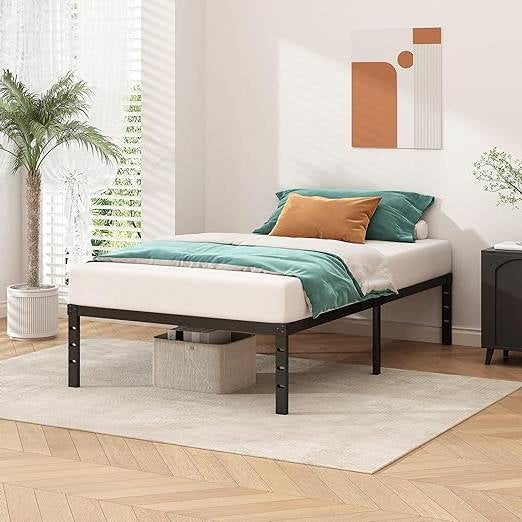 Twin 18-inch Heavy Duty Black Metal Platform Bed Frame-3