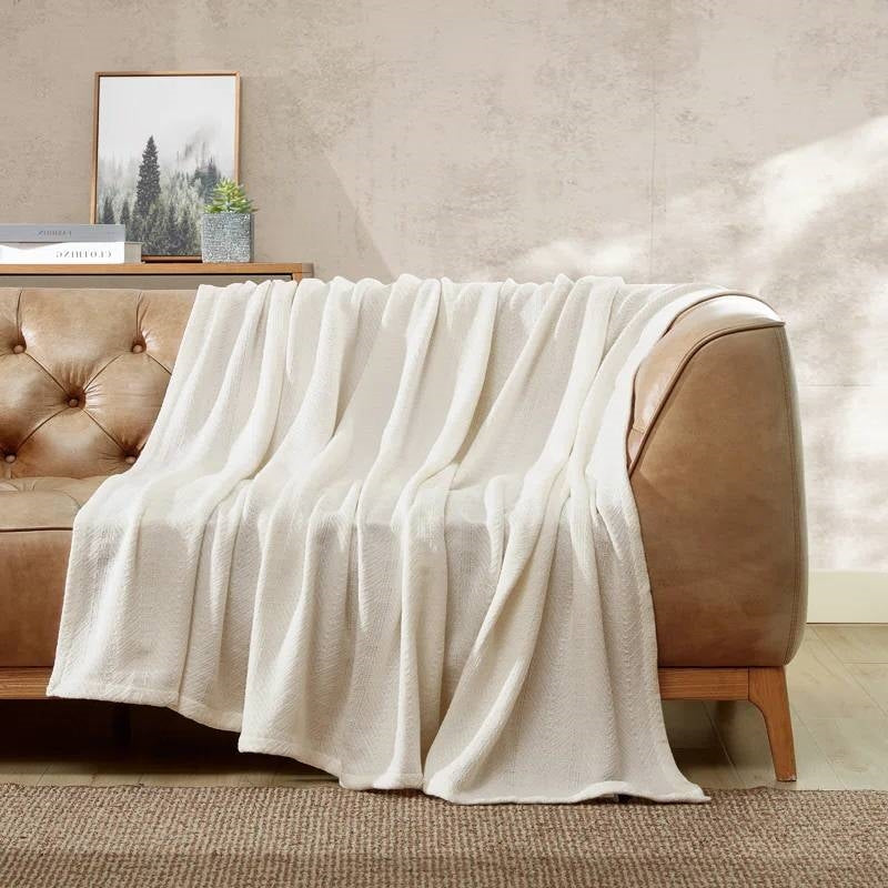 Twin size Cream Bone Lightweight 100-Percent Cotton Blanket - Machine Washable-1