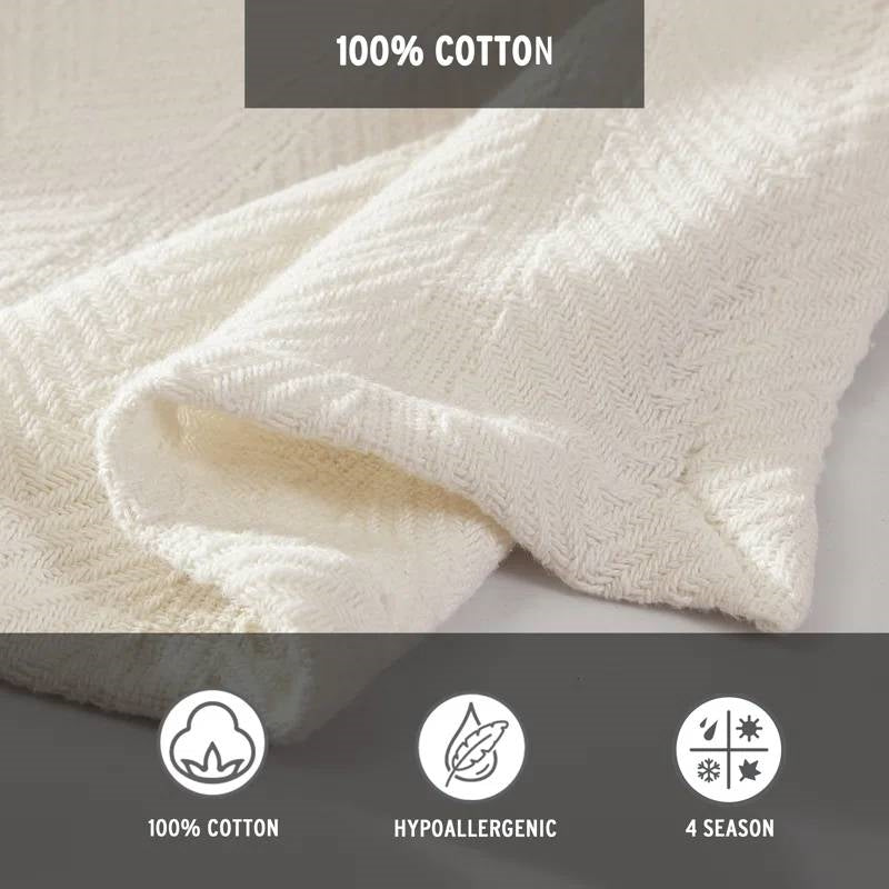 Twin size Cream Bone Lightweight 100-Percent Cotton Blanket - Machine Washable-4