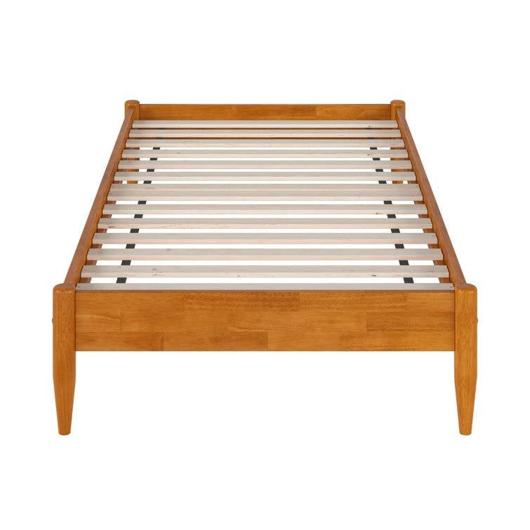 Twin size Solid Hardwood Platform Bed Frame in Natural Wood Finish-0