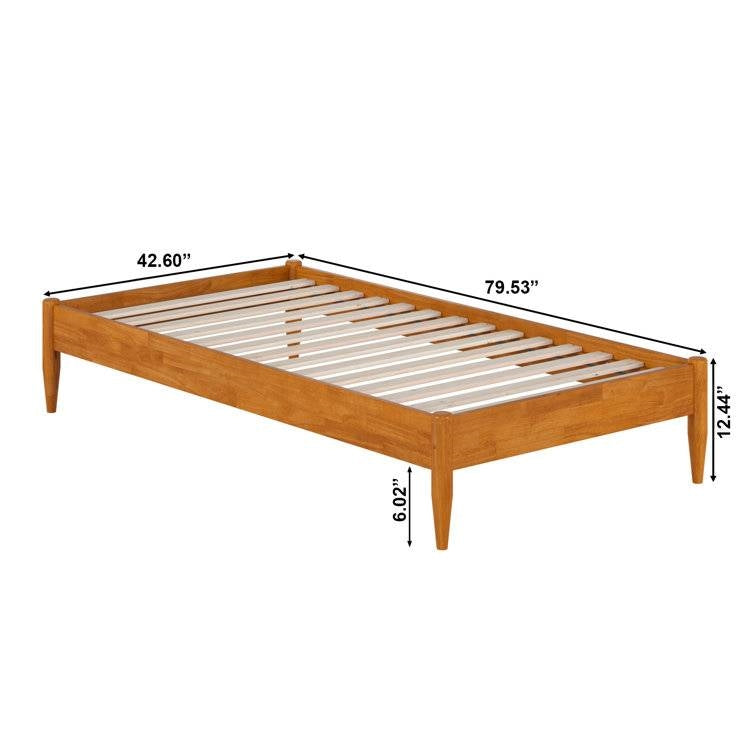 Twin size Solid Hardwood Platform Bed Frame in Natural Wood Finish-4