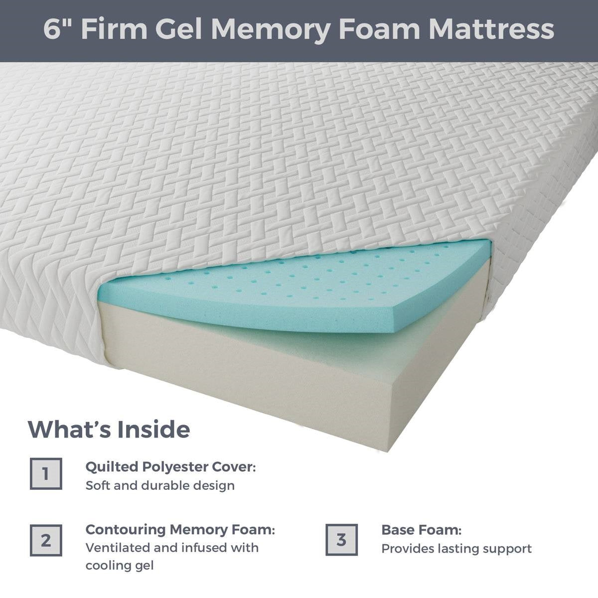 Twin Size 6-Inch Firm Cooling Gel Memory Foam Mattress-4
