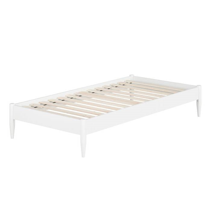 Twin Size Solid Hardwood Victorian Style White Platform Bed-0