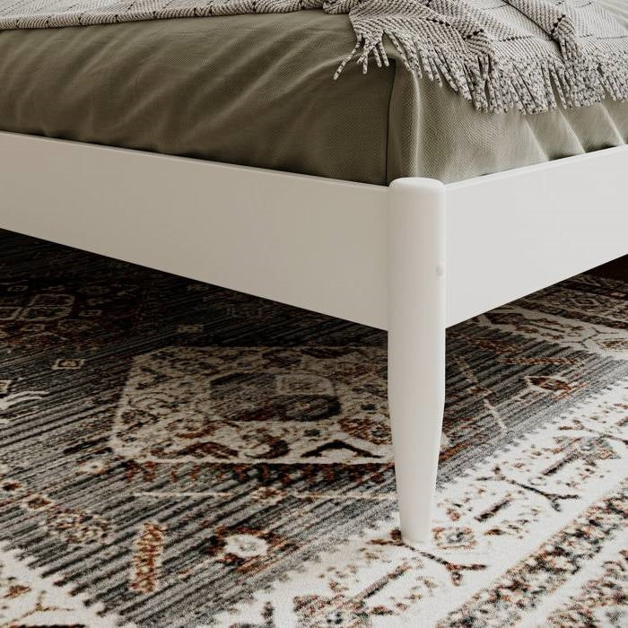 Twin Size Solid Hardwood Victorian Style White Platform Bed-3