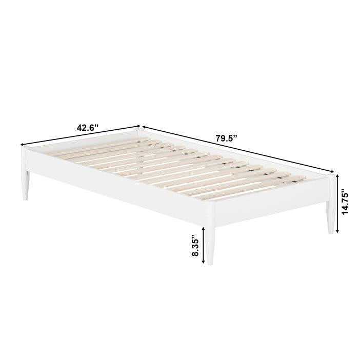 Twin Size Solid Hardwood Victorian Style White Platform Bed-4