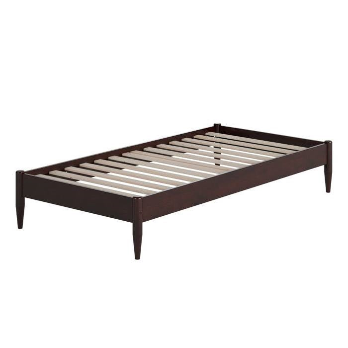 Twin XL Size Solid Hardwood Victorian Style Espresso Platform Bed-0