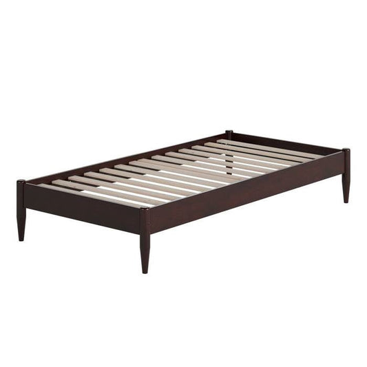 Twin XL Size Solid Hardwood Victorian Style Espresso Platform Bed-0