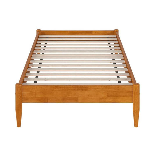 Twin XL size Solid Hardwood Platform Bed Frame in Natural Wood Finish-0