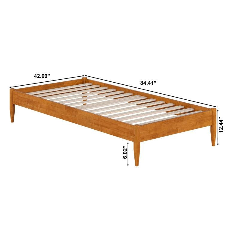 Twin XL size Solid Hardwood Platform Bed Frame in Natural Wood Finish-4
