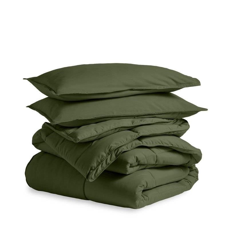 Twin/Twin XL size Super Soft Down Alternative Comforter Set in Olive Green-1