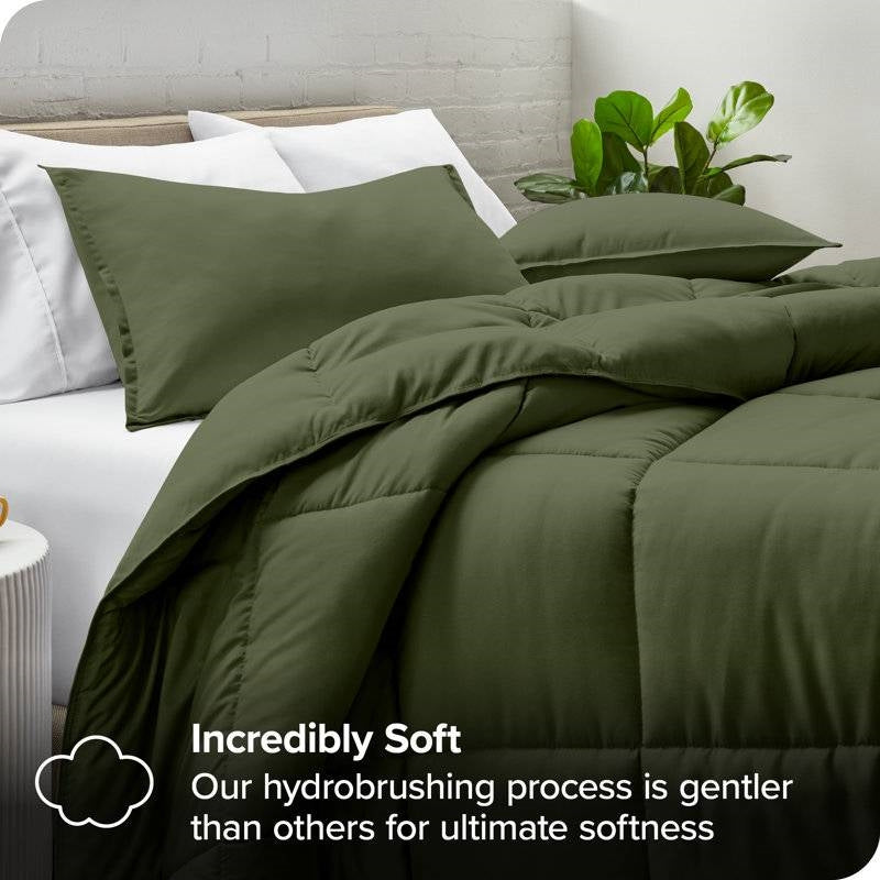 Twin/Twin XL size Super Soft Down Alternative Comforter Set in Olive Green-2