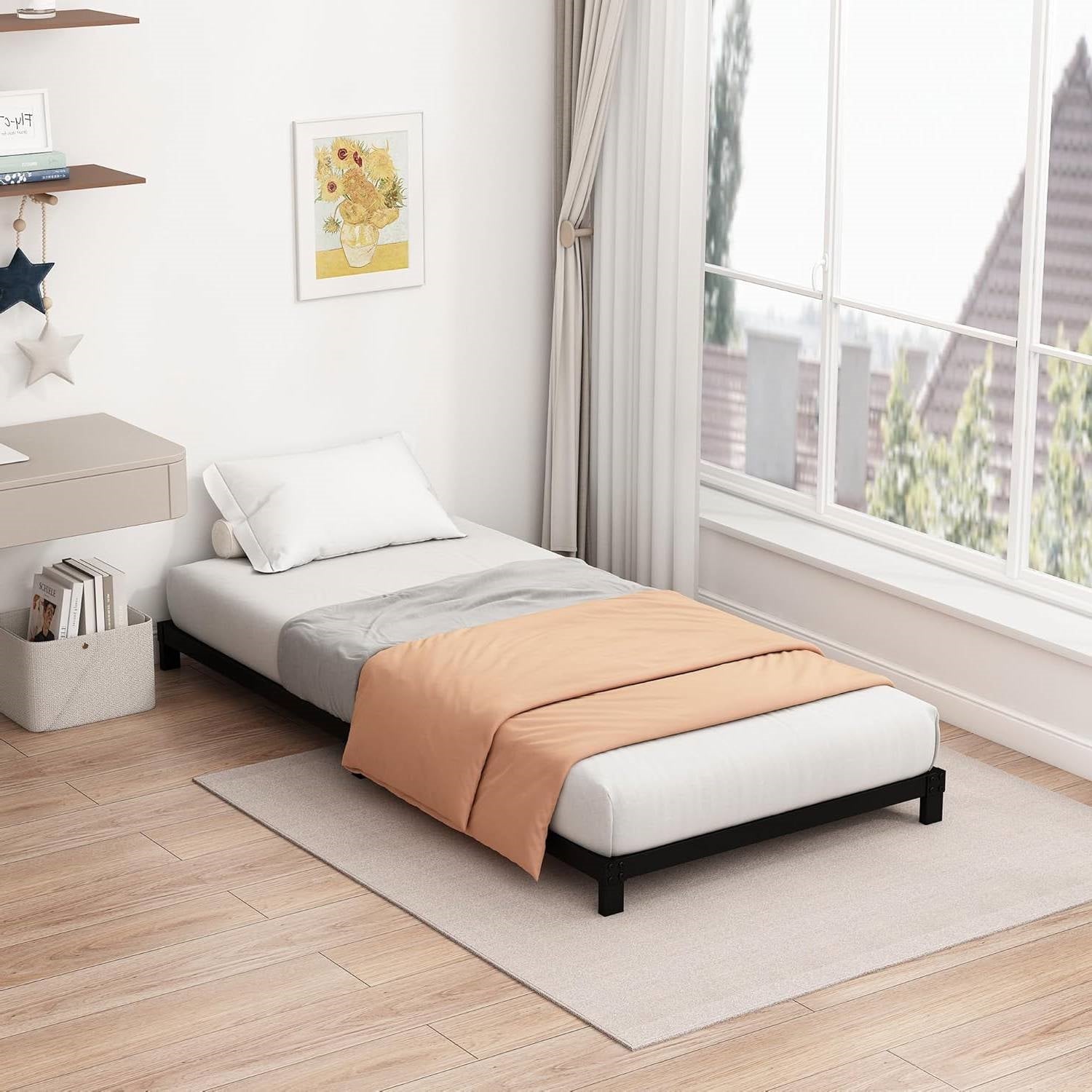 Twin XL size 5-inch Heavy Duty Metal Bed Frame with 3,000 lb. Weight Capacity-0